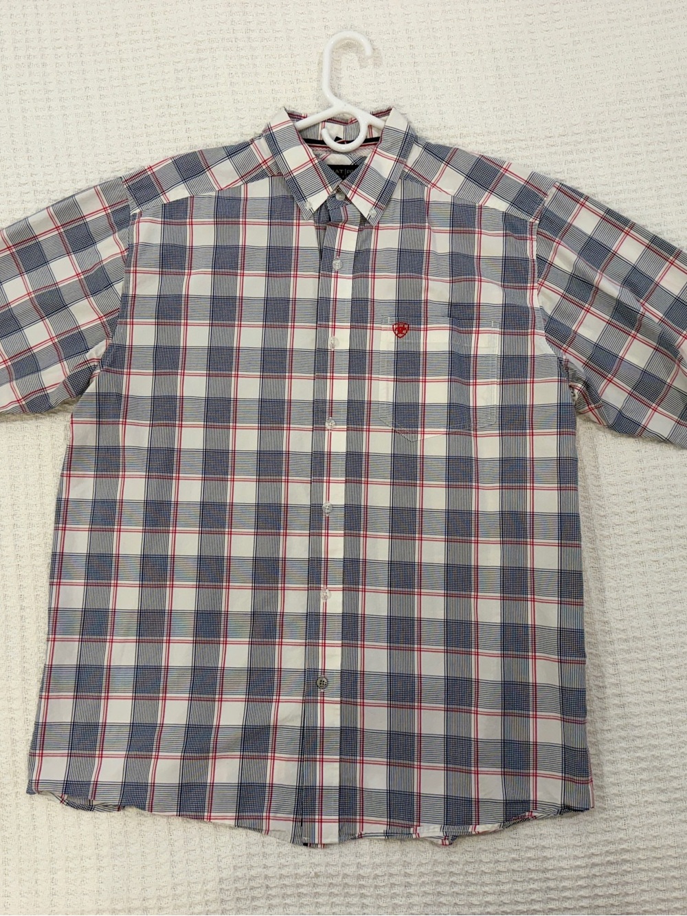 Ariat PRO Short-Sleeve Plaid Button-Down Shirt - Blue/White/Red